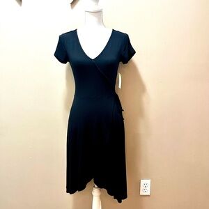 NWT Decree Faux Wrap Black Dress Size Small
